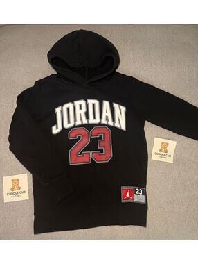 Jordan 23 Pullover Hoodie Size 6 Kids Black Jumpman Sweatshirt Athletic